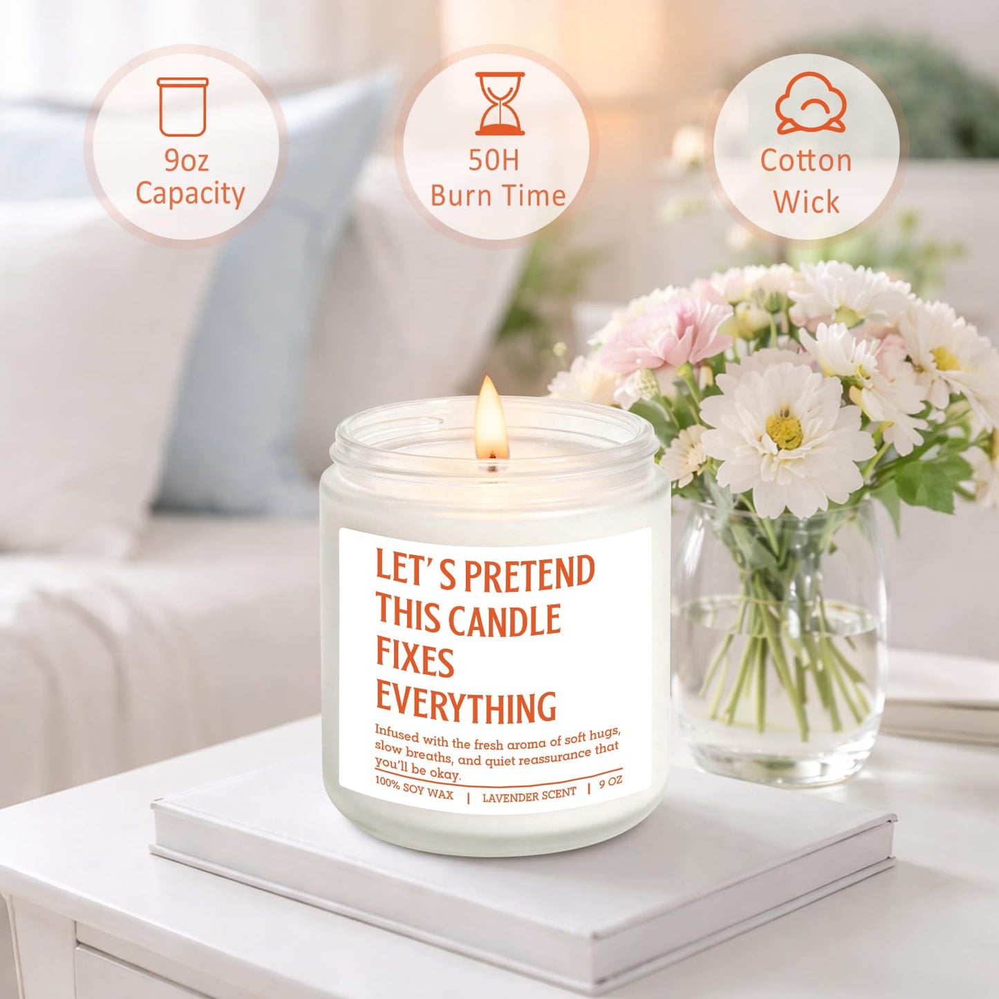 Miracu Scented Candles, Stress Relief Gifts for Women Men, Funny Relaxation, Emotional Support, Comfort, Destress, Anxiety, Relaxing Ideas, Birthday, Mothers Day, Self Care Gifts for Friend Coworker