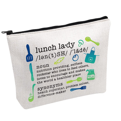 FOTAP School Lunch Lady Makeup Bag School Lunch Lady Definition Cosmetic Bag School Lunch Lady Appreciation Gift Graduation Gift (Lunch Lady noun)