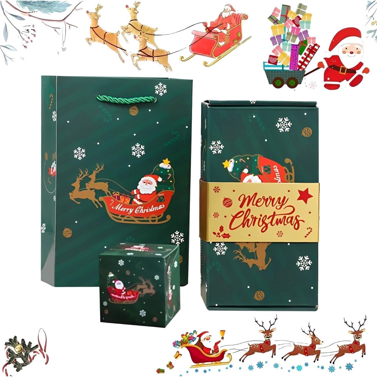 Surprise Box Gift Box for Money,Pop Up Explosion Cash Gift Box for Christmas Money Surprise Gift Set (Christmas,12 Pages green)