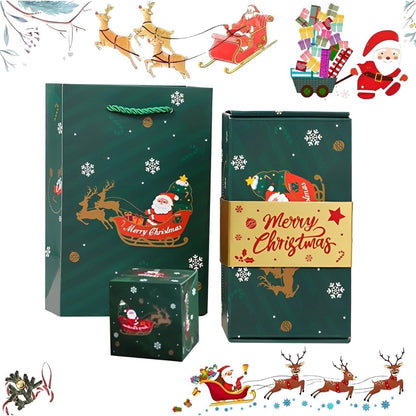 Surprise Box Gift Box for Money,Pop Up Explosion Cash Gift Box for Christmas Money Surprise Gift Set (Christmas,12 Pages green)