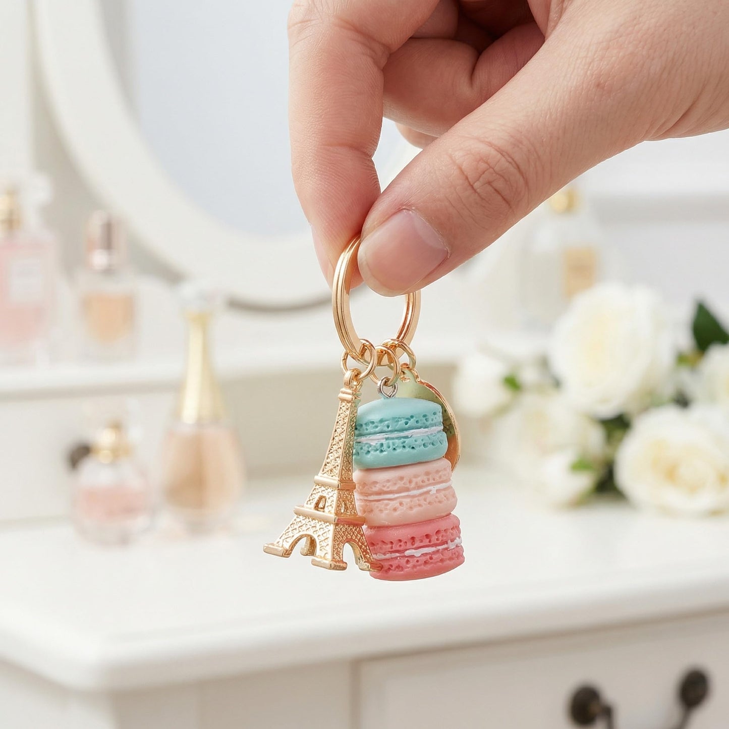 Keychain Ring Eiffel Tower Macaron Charm Cute Pendant Bag Charm Purse