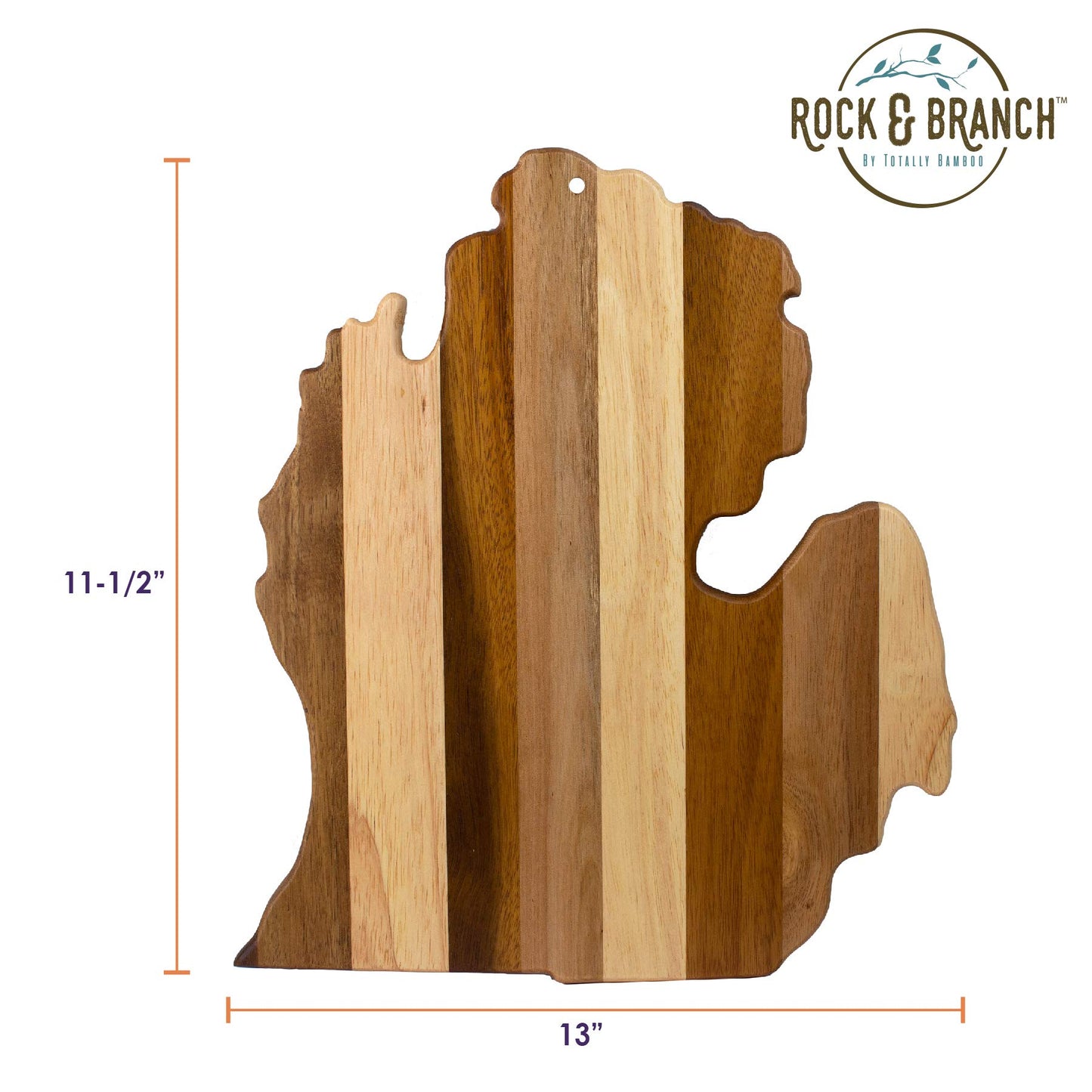 Totally Bamboo Rock & Branch Series Shiplap Michigan State Shaped Wood Serving and Cutting Board | Great for Wall Art