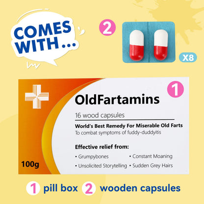 Funny Prank Pill Box, 50th 60th 70th Birthday Gifts for Him, Funny Birthday Gifts for Men, Novelty Joke Gifts for Father, Gag Pill Gifts for Men, Dad Gift (OldFartamins)