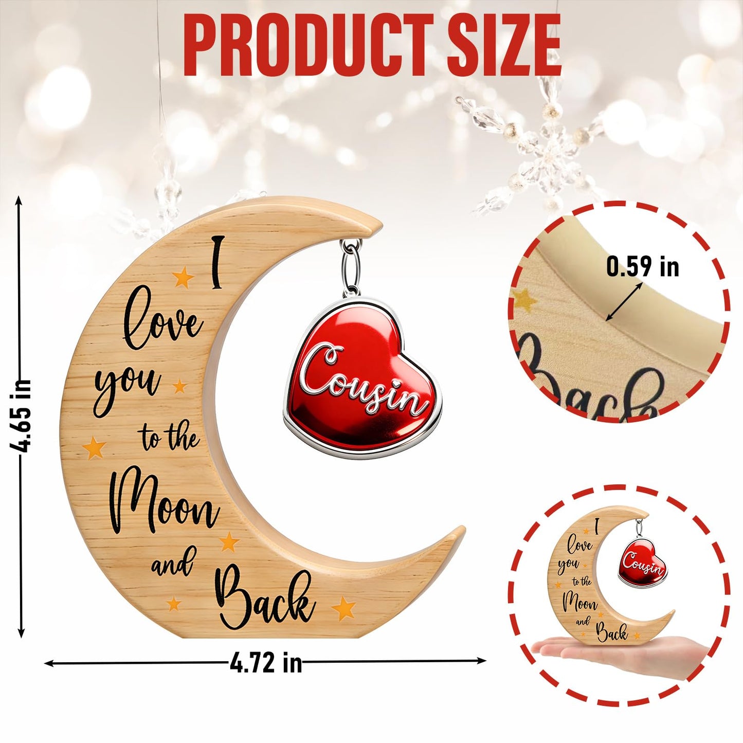 Cousin Gifts for Women Cousin Birthday Gift for New Cousin Sister Mothers Day Thanksgiving Christmas Valentines Day Gift for Cousin Female Keepsake Moon Table Sign