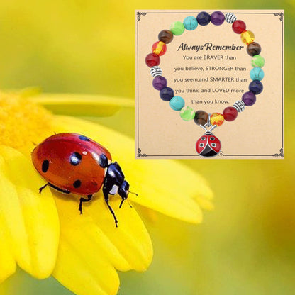 WSNANG Ladybug Bracelet Ladybug Pendant Necklace Ladybug Lover Gift Good Ladybug Jewelry Gift for Friends (Always Ladybug C-Br, 8 * 8cm)