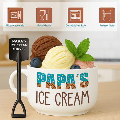 Funny Papa Gifts for Fathers Day from Granddaughter, Cool Birthday Grandparents Day Gift for Papa Grandpa from Grandkids Grandson, Novelty Papa's Ice Cream Bowl Presents Set