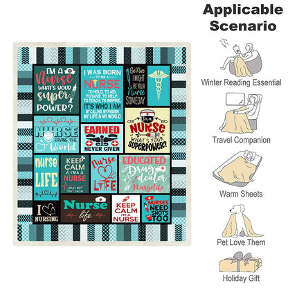 Nurse Gifts Soft Warm Nurse Gifts for Women Throw Blanket,Gifts for Nurses,Nurses Week Gifts,Soft Fluffy Sherpa Warm Throw Blankets for Bed, Office and Couch (H2,130cm x 150cm(51'' x 59''))