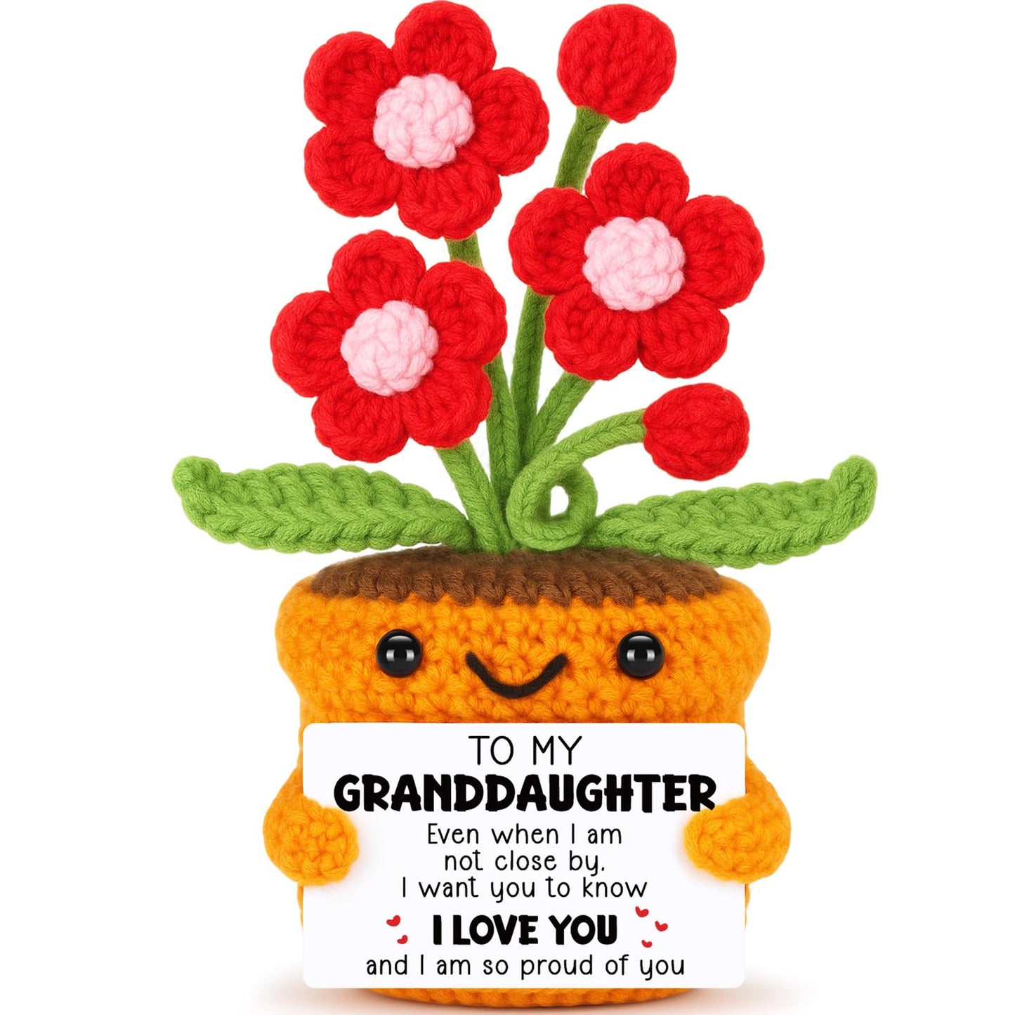 Granddaughter Gifts from Grandma, Birthday Great Graduation Gifts for Granddaughter Teens Girls Adults Handmade Crochet Flower Birthday Graduation Card Room Decor Back To School Christmas