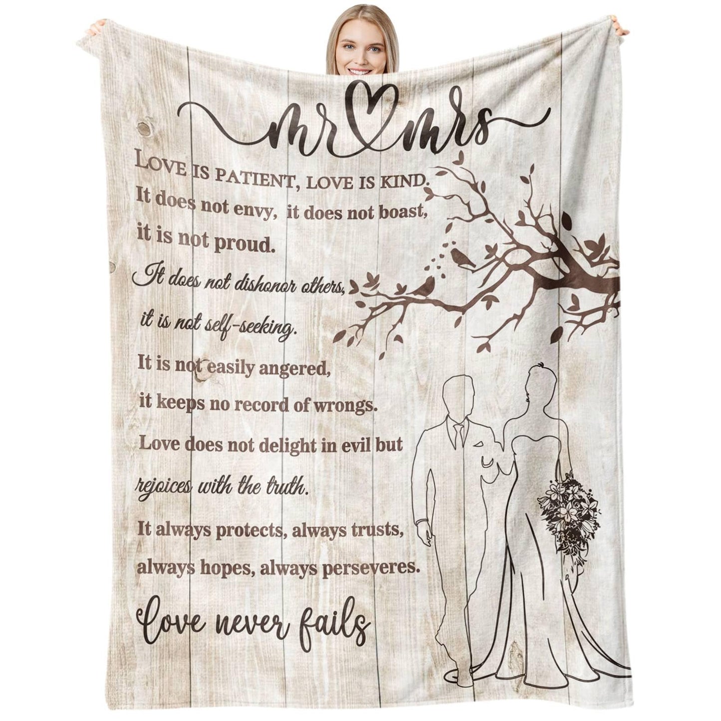 Wedding Gifts for Couples 2026 Soft Blanket, Bridal Shower Gifts for Bride to Be, Anniversary Mr and Mrs Gifts, Wedding Gifts for Newlyweds Wedding Throw Blanket 60 * 50