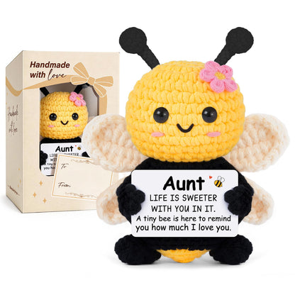 Aunt Gifts from Niece Nephew, Birthday Gifts for Aunt Ideas - Cute Handmade Crochet Bee - Christmas Valentines Mothers Day for Auntie, Emotional Support Crochet Decor