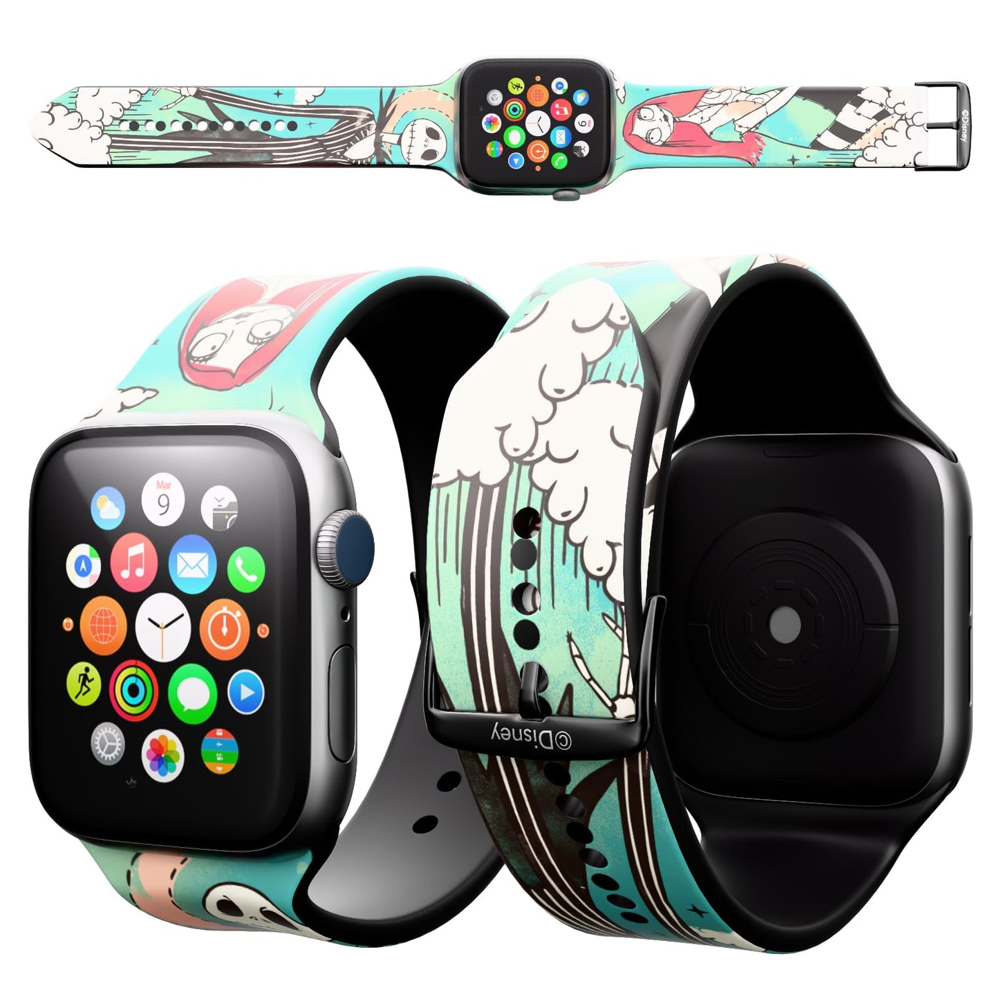 Disney Tim Burton’s The Nightmare Before Christmas Wristband For Apple Watch Band Series 9/8/7/6/5/4/3/2/1/SE 38MM, 40MM, 41MM | Jack Skellington Gifts for Women and Men