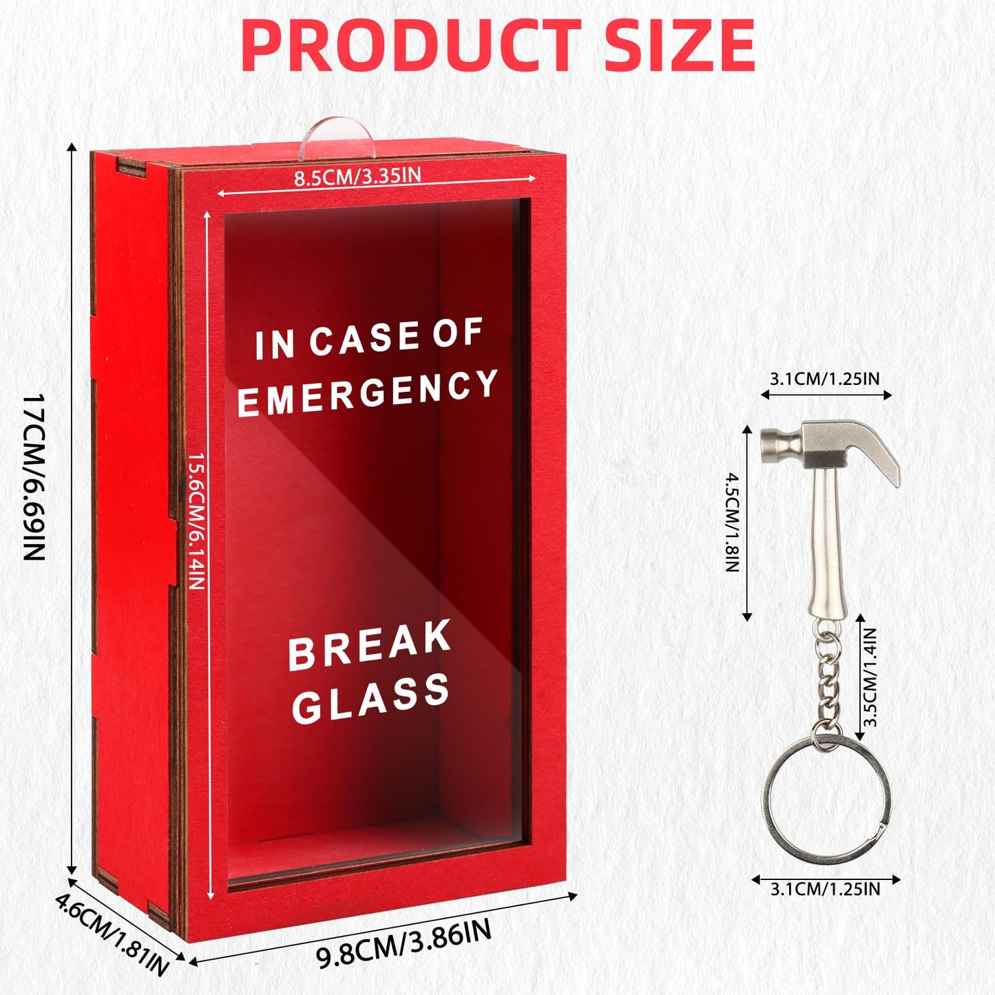 WenmthG Funny Gift Emergency Box - Create Self Defined Idea Jar w/Hammer, Break in Case of Emergency Box - Desk Decor - Personalized Gag Gift for Friends Coworkers