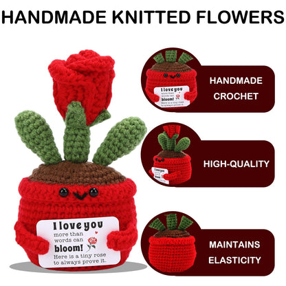 Gifts for Mom Women, Positive Crochet Rose for Galentines, Wedding,Anniversary Gift, I Love You Valentines Gifts for Women Wife,Girlfriend Mom Boyfriend Husband