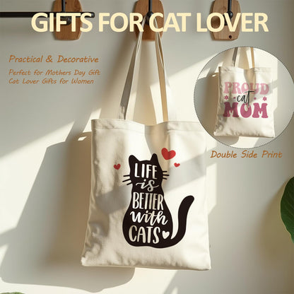 LUICONMO Cat Mom Gifts, Cat Lover Gifts For Women, Mothers Day Gift For Mom Cute Cats Themed Gift For Crazy Cat's Lady, Women, Daughters with 16oz Glass cup