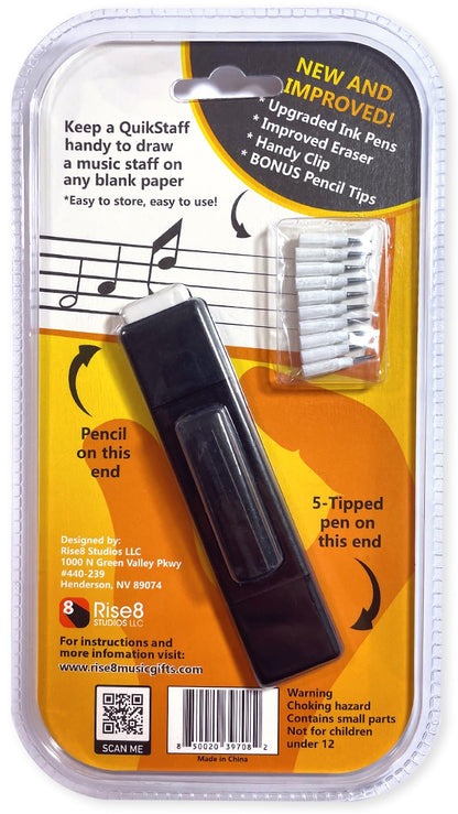 QuikStaff Musicians Pen - Draws a 5 Line Music Staff on Any Blank Paper UPDATED