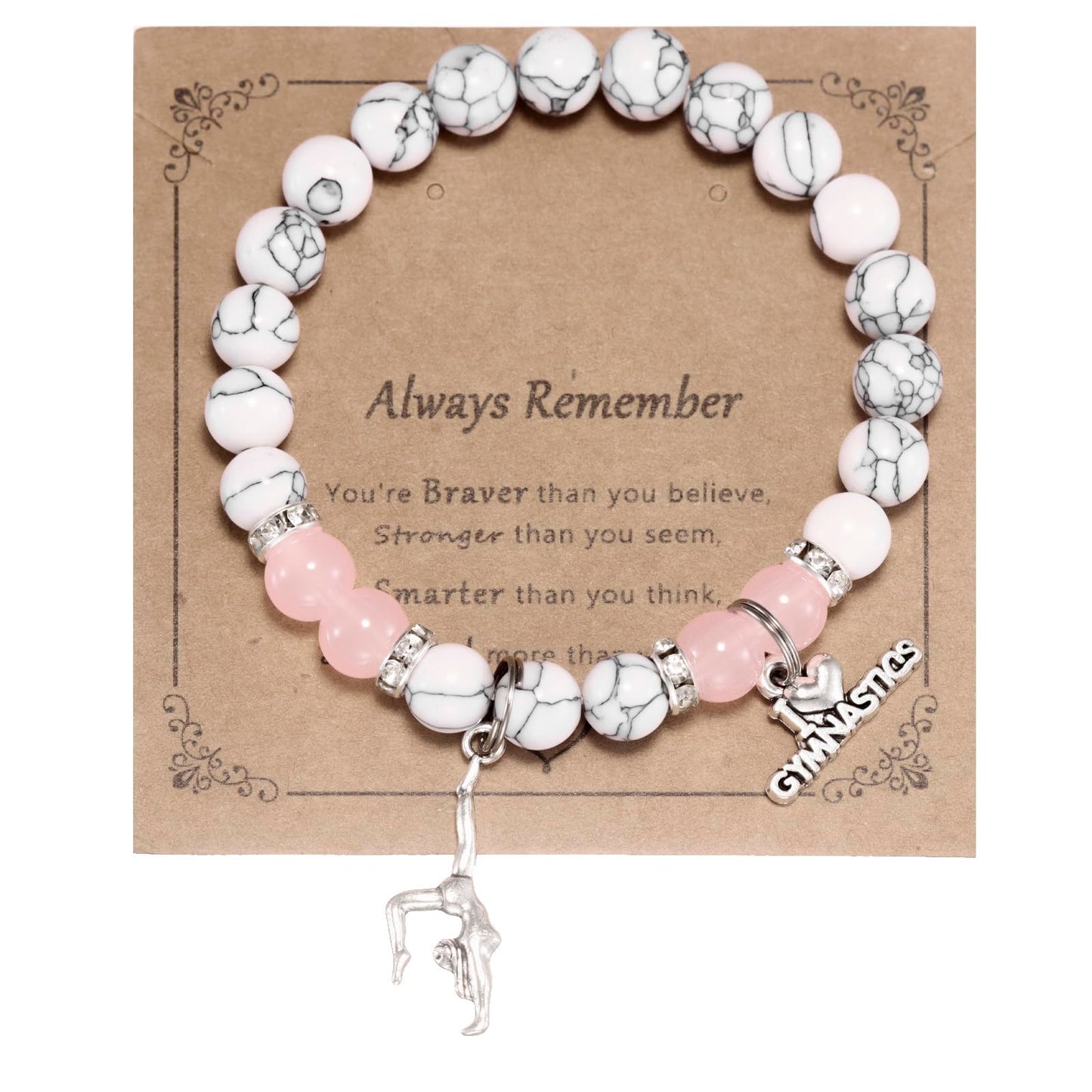 HUTIMY Gymnast Gifts for Women Female Cute Gymnastic Coach Jewelry Beads Gymnastics Bracelet