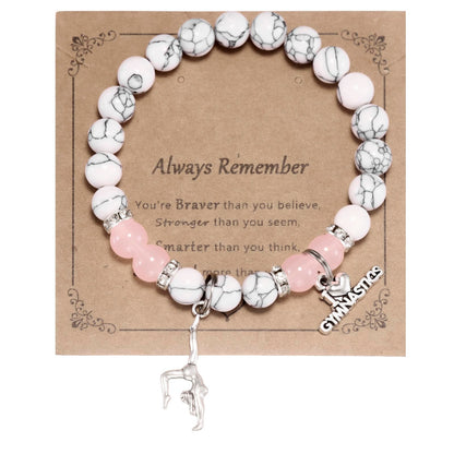 HUTIMY Gymnast Gifts for Women Female Cute Gymnastic Coach Jewelry Beads Gymnastics Bracelet