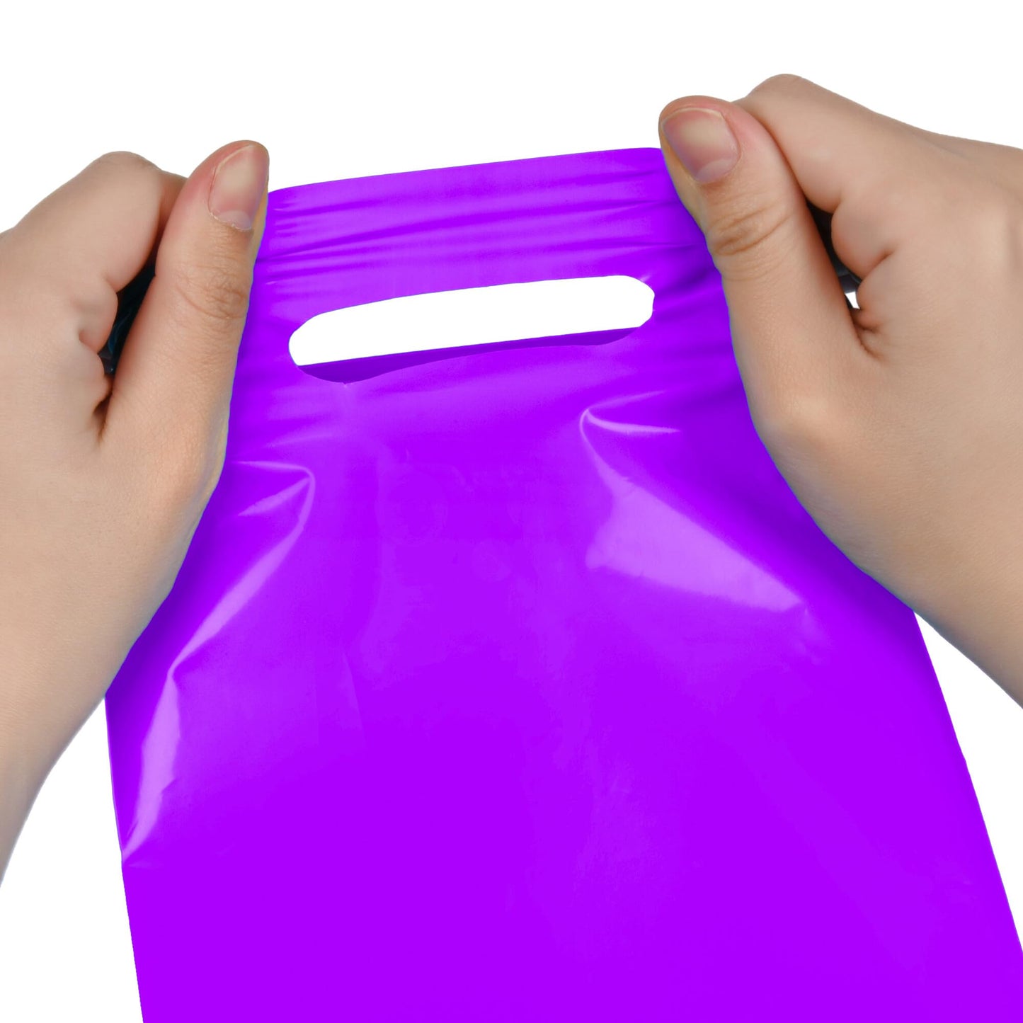 Purple 100 PCS Small Gift Bags, 6"x8" Goodie Party Favor Bags with Handle, Treat Retail Pouches for Kids Birthday, Christmas, Small Business