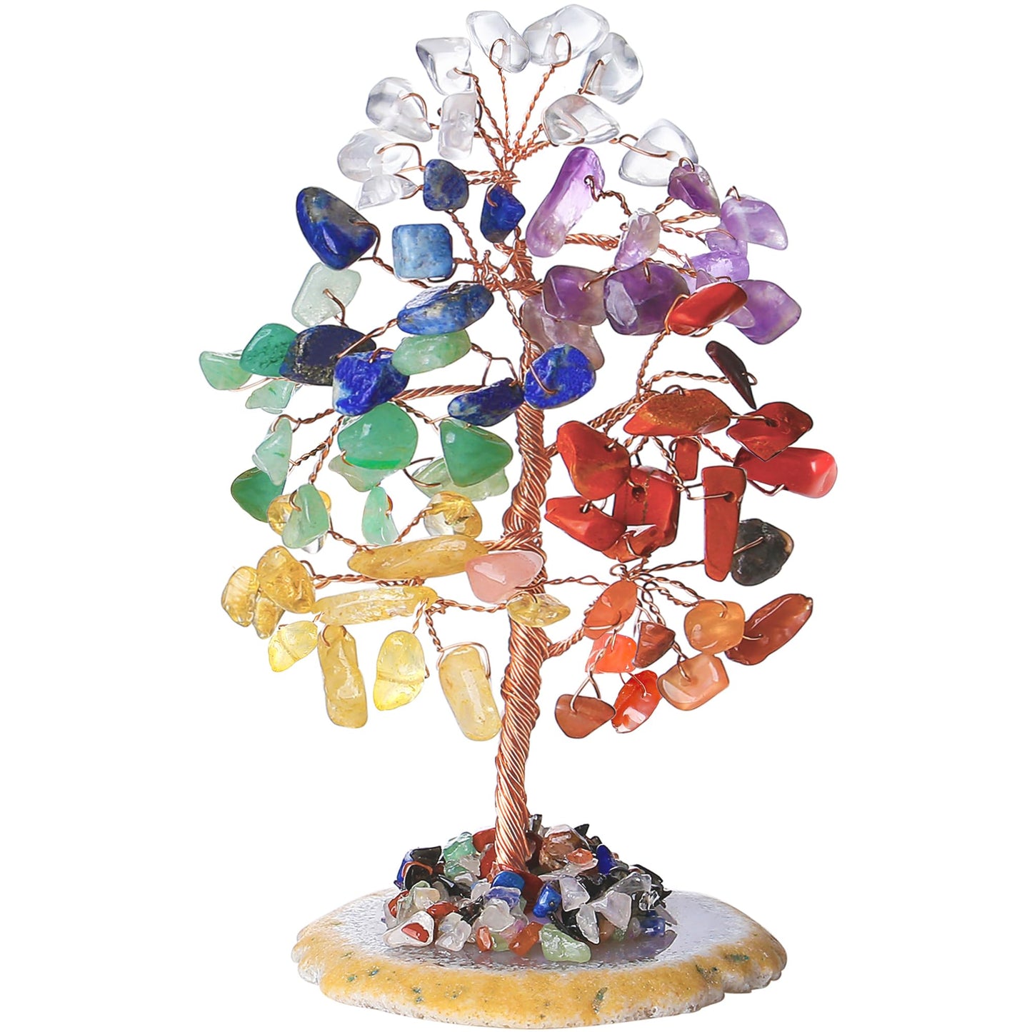 QINJIEJIE Chakra Crystal Tree Natural Tree of Life Money Tree for Desk Decor 7 Chakra Stone for Positive Energy Gemstone Crystal Decor Birthday Gifts Spiritual Gifts for Women Mom