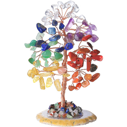 QINJIEJIE Chakra Crystal Tree Natural Tree of Life Money Tree for Desk Decor 7 Chakra Stone for Positive Energy Gemstone Crystal Decor Birthday Gifts Spiritual Gifts for Women Mom