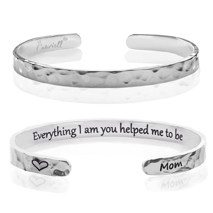 Carviell Engraved Cuff Bracelets for Women – Inspirational, Friendship, Love, Mom, Daughter, Sister, Christian, Graduation, Memorial & Wedding Gifts – 80+ Phrases – Stainless Steel, Gift-Ready