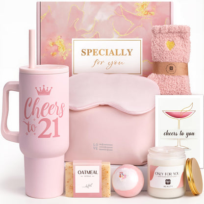 21st Birthday Gifts for Women - Gifts for 21 Year Old Female - 8 Pieces Best 21st Birthday Party Gift Ideas for Daughter,Niece,Granddaughter