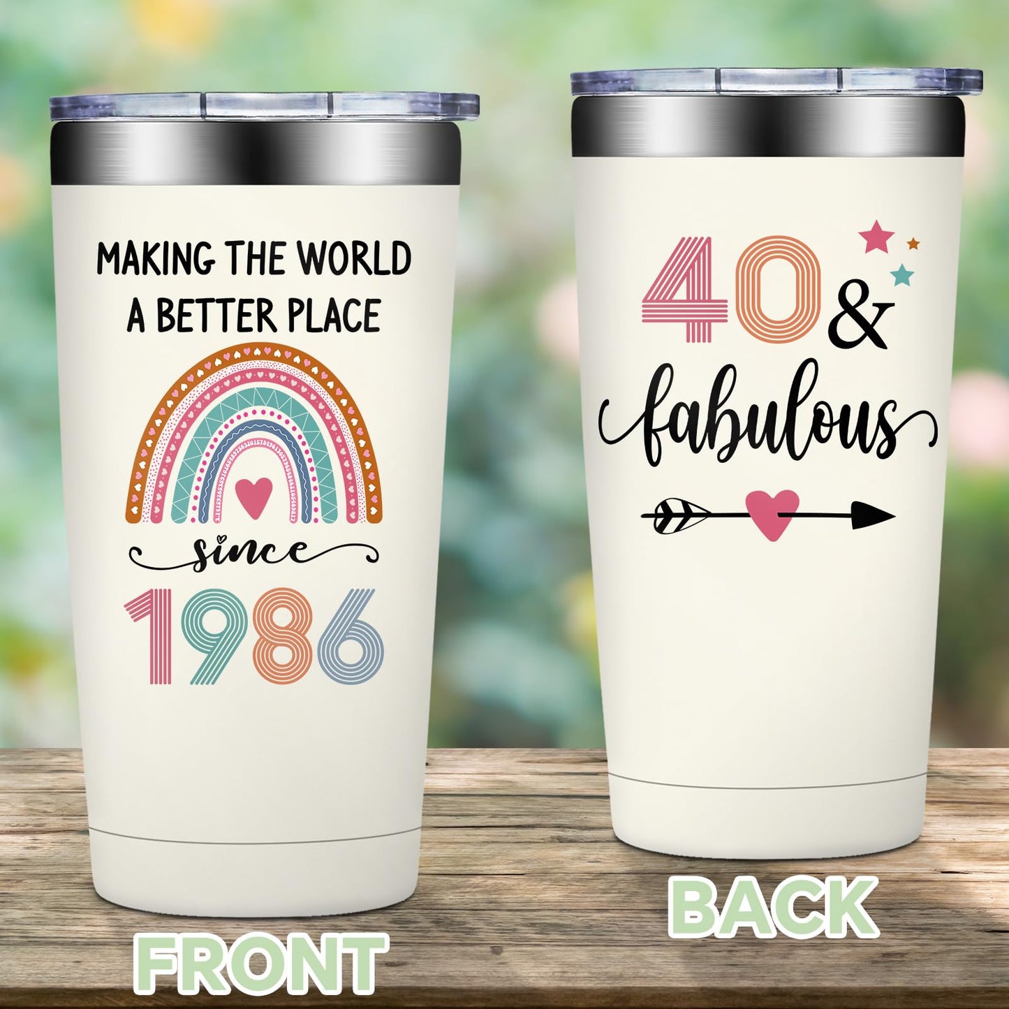 40th Birthday Gifts Women - 1986 40th Birthday Decorations for Women - Turning 40 Year Old Gifts Her - 40 Fabulous Tumbler 20 oz