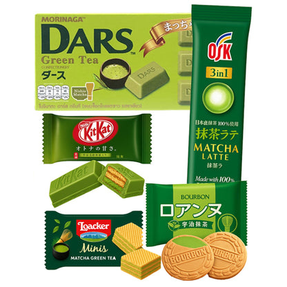 Matcha Lover Chocolate & Candy Assortment Snack Box – Premium Japanese Snacks, Chocolates & Sweets – Unique Gift for Women, Birthday Treats, Aesthetic Green Tea Goodness - Includes Instant Match Latte Drink (Matcha)