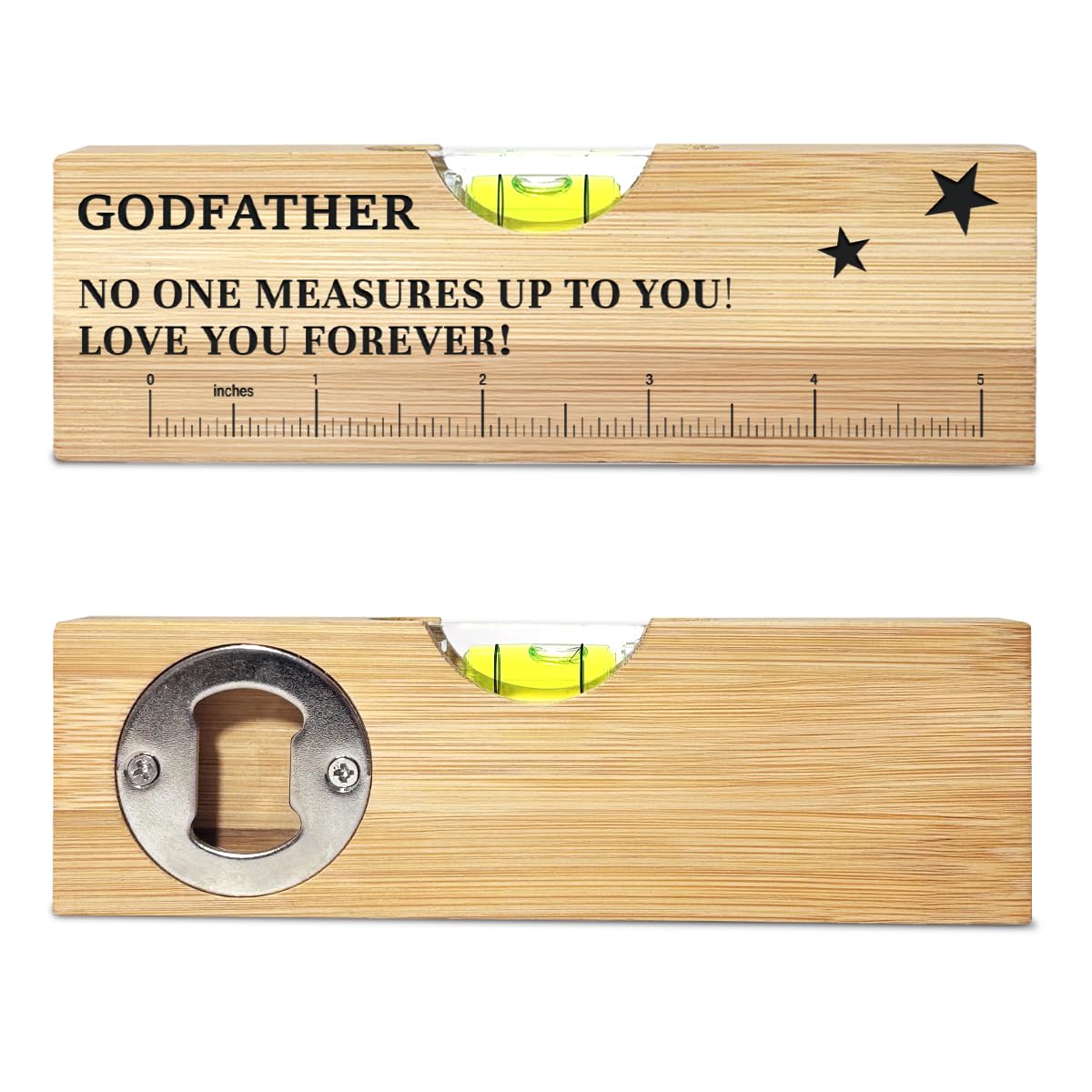 Godfather Gifts from godchild Wooden Spirit Level, Christmas Fathers Day Birthday Thank You Gifts Ideas for godfather Wooden Spirit Level Bottle Opener