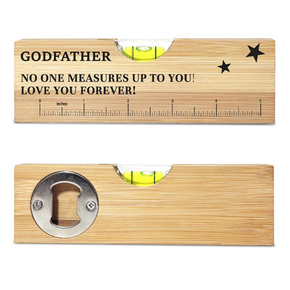 Godfather Gifts from godchild Wooden Spirit Level, Christmas Fathers Day Birthday Thank You Gifts Ideas for godfather Wooden Spirit Level Bottle Opener