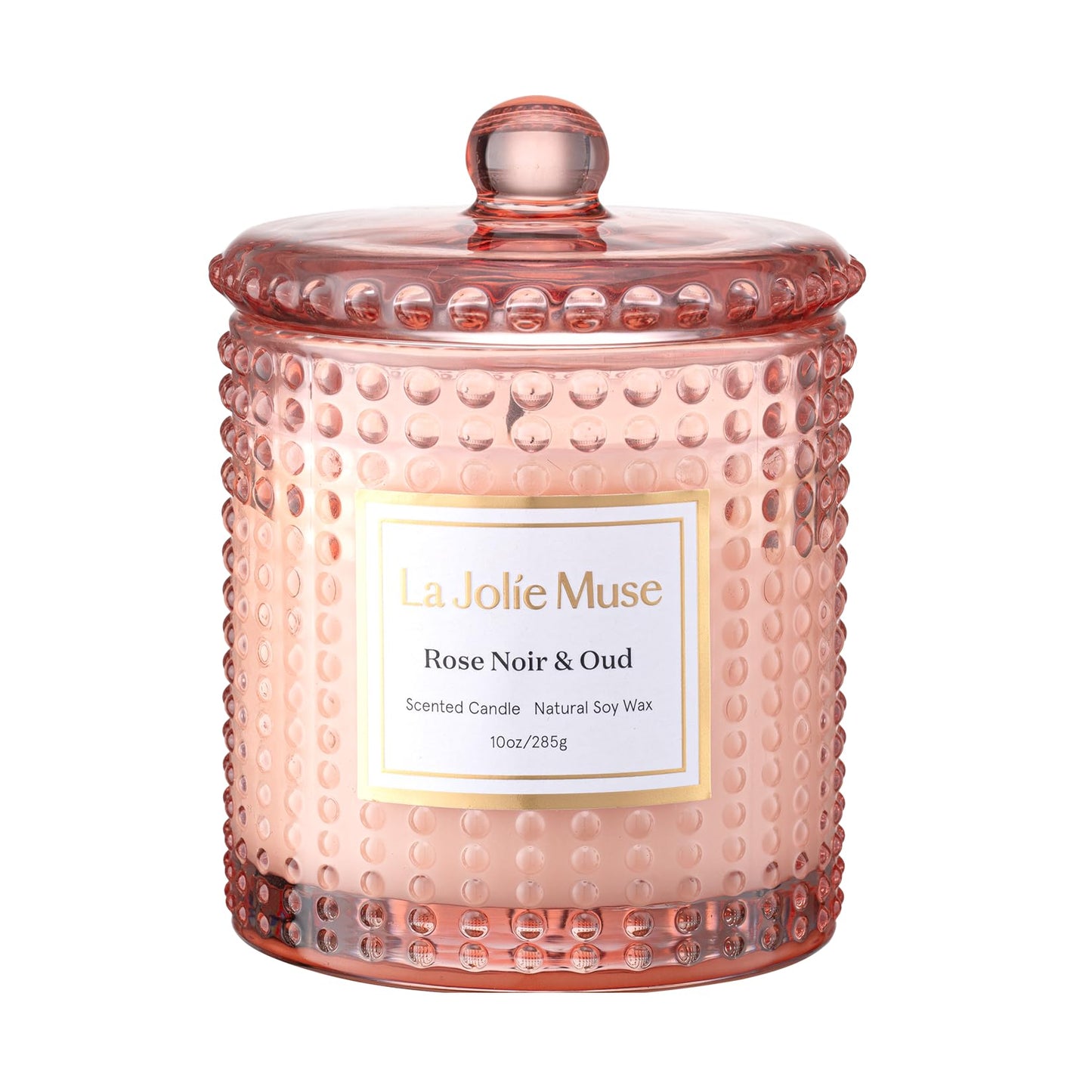 LA JOLIE MUSE Rose Noir & Oud Scented Candle – Lemon, Rose & Oud | 10 oz Natural Soy Wax | 55 Hours Clean Burn | Gift for Hosts & Gathering| Elegant Home Décor