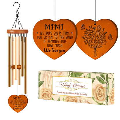 Mimi Gifts, Gifts for Mimi, Mimi Birthday Gift for Grandma from Grandkids, We Love You Mimi Wind Chimes for Birthday Thanksgiving Christmas Mothers Day, Best Mimi Ever Gift Presents