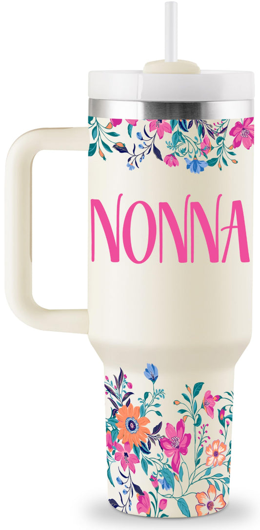 ROSTANTEN Nonna Gifts Nonna Birthday Gifts for Nonna Best Nonna Gift from Grandkids for Mothers Day Christmas 40oz Travel Cup Insulated Tumbler with Lid & Straw