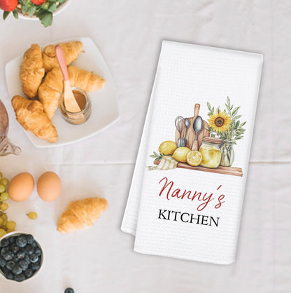 Nanny's Grandma Kitchen Towels, Mother's Day Birthday Gifts for Nanny Grandma Dish Tea Towels for Kitchen Decor, Grandmother Gifts from Grandkids Decorative Hand Towels, 16x24 Inch