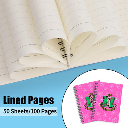 A-K-A Gifts 2pcs Spiral Notebook Sorority Gifts for Women Girl Sisters Inspirational Journal 1908 Pink and Green Sisterhood Writing Notebook (2 Spiral AKA pinklogo)