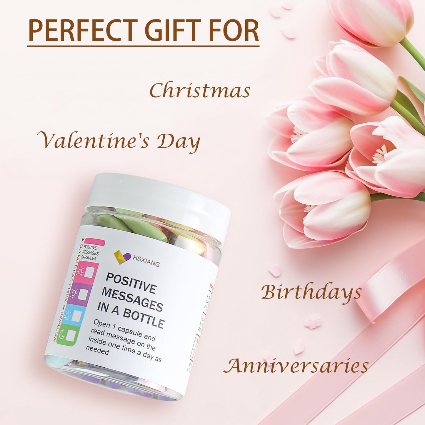 Positive Affirmations Messages in a Bottle（5oz）, Gifts For Women And Men.Motivational Gift,Valentines Day Gifts for Her, Unique Gift.