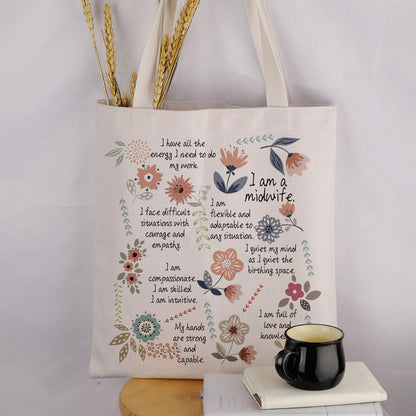 MAOFAED Midwife Canvas Tote Bag For OB Nurse, Obstetrician, Gynecologist Thank You Gift
