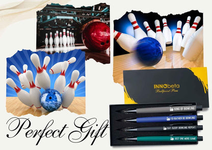 InnoBeta Bowling Gifts for Bowling Lovers, Ballpoint Pen Set of 4, Perfect for Christmas & Birthday