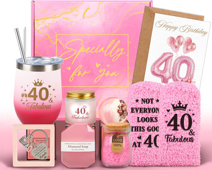 40th Birthday Gifts Women, 40 Year Old Birthday Gifts for Women Self Care Relaxing Spa Gift Basket Fabulous 40th Birthday Gift Idea for Her Happy 40Yr Birthday Gift for Woman Mom Wife Sister Friends