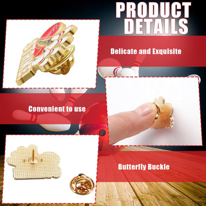 Misdary Bowling Lapel Pins Gifts Include Bowling Pins Cards Organza Bags for Player Sports Lover Birthday Party Favors Game Awards for Backpack Purse Bag Jackets Backpacks Souvenirs Charms