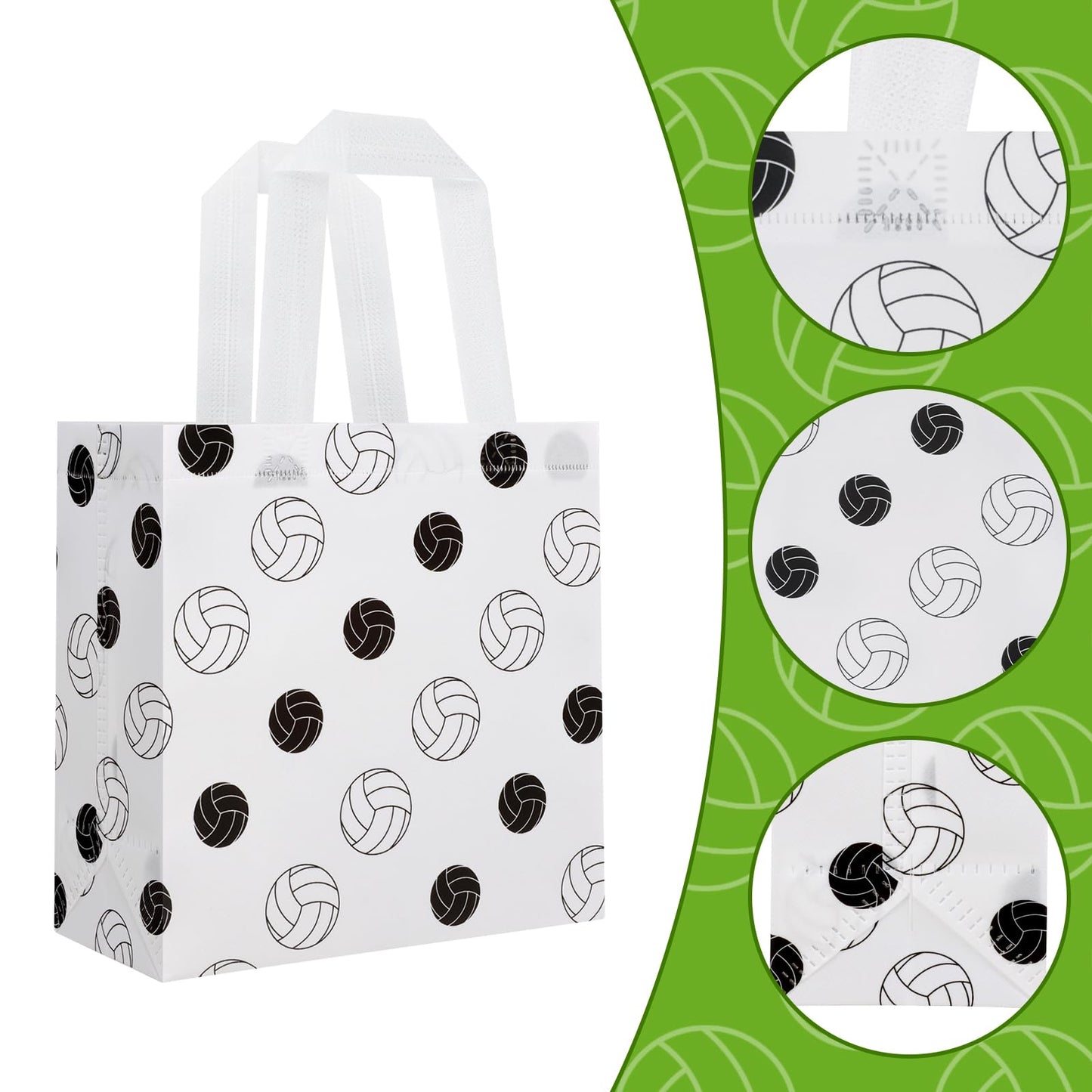 Hxezoc 12 Pieces Volleyball Gift Bags with Handle, Reusable Non Woven Treat Goodie Bag Sport Favor Bags For Volleyball Theme Birthday Party Decoration Supplies