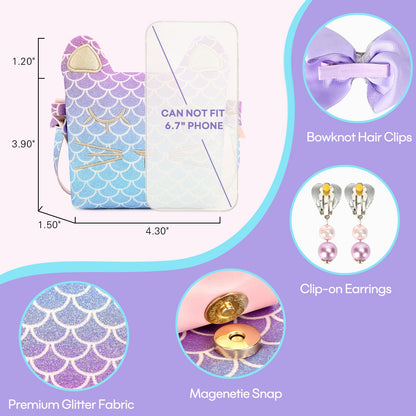 mibasies Purse for Little Girls Dress Up Jewelry Pretend Play Kids Accessories Mermaid Gifts