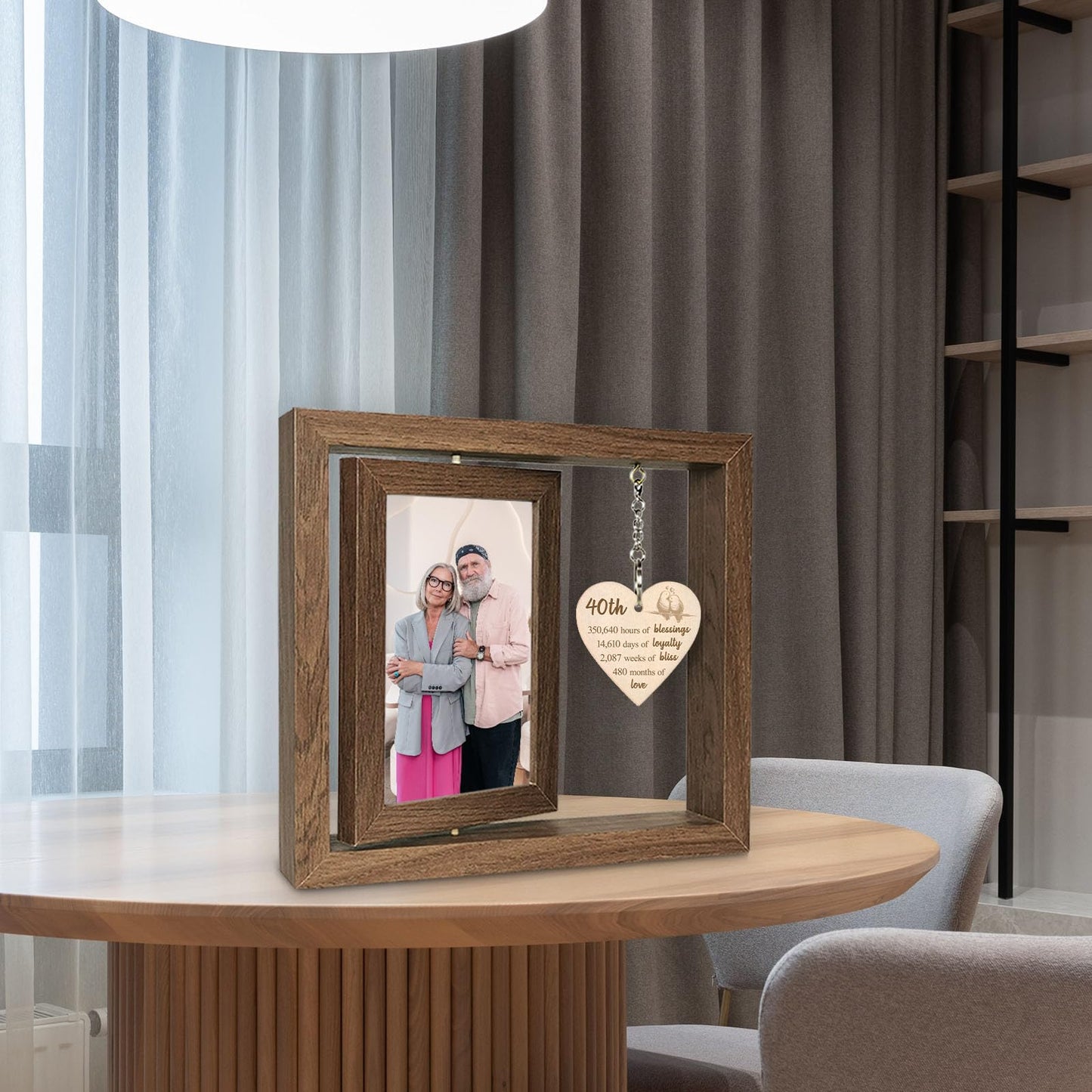 EYITUPC 40th Wedding Anniversary Picture Frame Gifts, 40 Year Anniversary Frame for Couples Parents (Display Two 4x6)