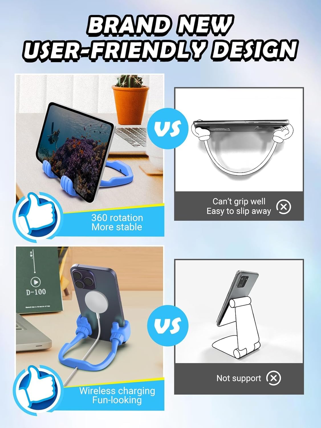 Teen Boys Gifts for Men Adults Fathers Day Cell Phone Stand: UPGRADE Gifts for Kids Son Adjustable Lazy Thumbs Up Phone Holder for Desk Cool Gadgets Fun Gifts ideas for Him Husband Stocking Stuffers