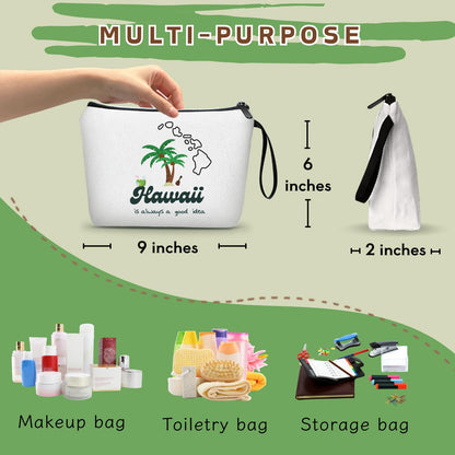 Hawaii Makeup Bag - Summer & Beach Gifts for Women, Travel & Birthday Gifts for Friends, Family