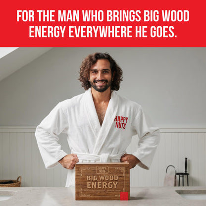 HAPPY NUTS Mens Gift Hygiene Kit - Big Wood Energy Box Men's Gift - Whole Body Deodorant, Moisturizing Body Wash, Anti-Chafing Comfort Cream - Body & Shower Gift Set Self Care For His Total Package