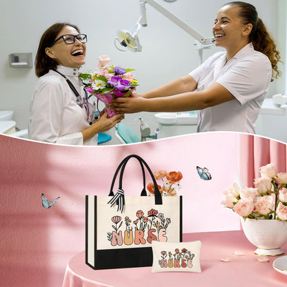 Nurse Tote Bag Set - Beige, Medium (15" x 4" x 12") for Nurses, Thoughtful & Practical, Durable & Lightweight, Versatile for Any Occasion