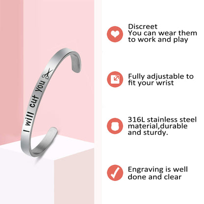 Melix Home Cosmetology Graduation Gift 2022 I Will Cut You Bracelet Gifts For Hairdresser Stylist Cosmetology Student