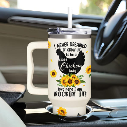 Chicken 40Oz Tumbler With Handle - Mothers Day & Birthday Gift Idea For Chicken Lovers