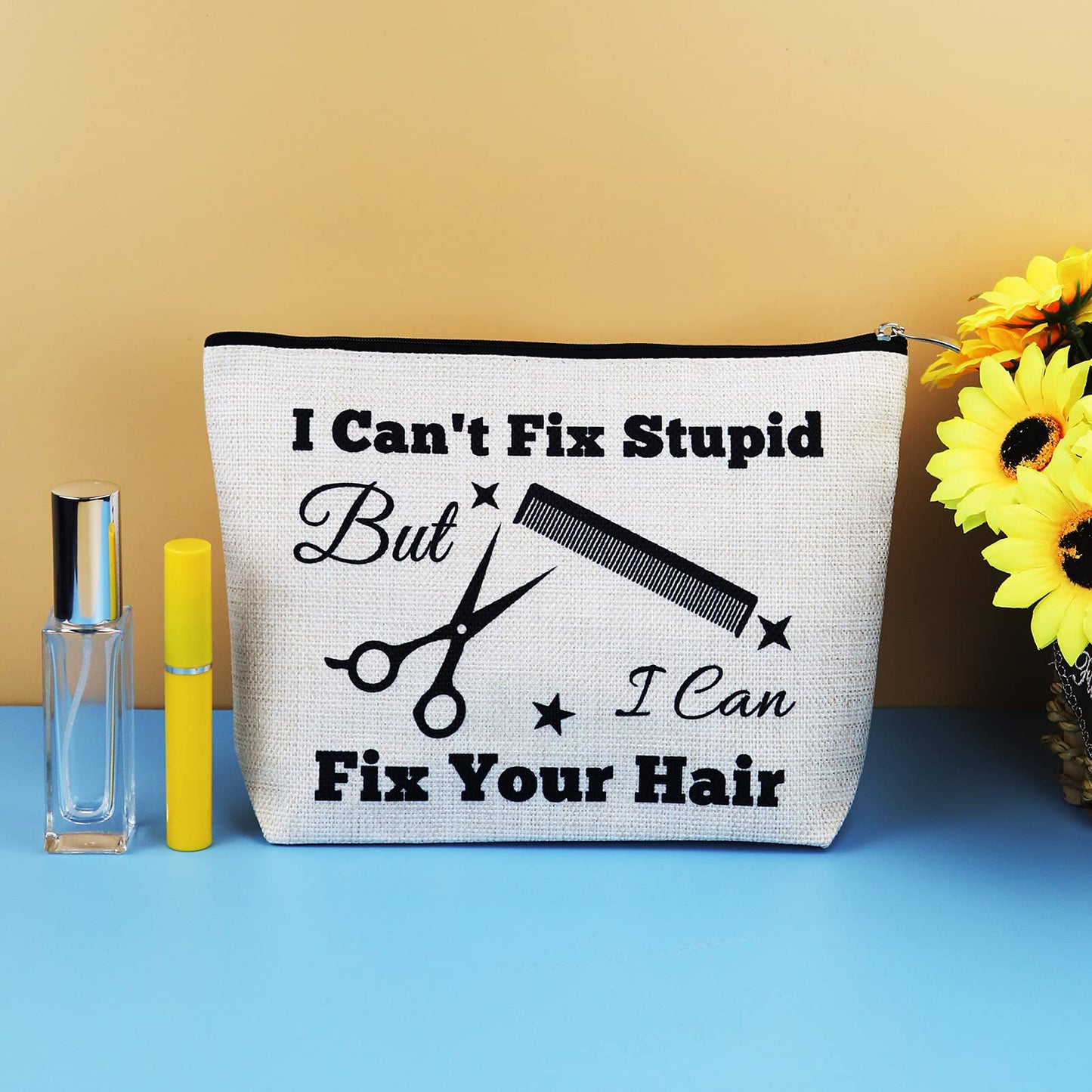 Hairdresser Gifts Hair Stylist Makeup Bag Hair Stylist Gifts Cosmetic Bags Funny Hair Dresser Gift Cosmetic Pouch Zipper Makeup Case Christmas Inspirational Graduation Gift for Hairdresser